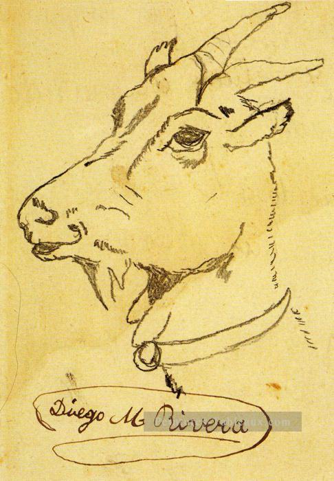 la tête d’une chèvre Diego Rivera Peintures à l'huile